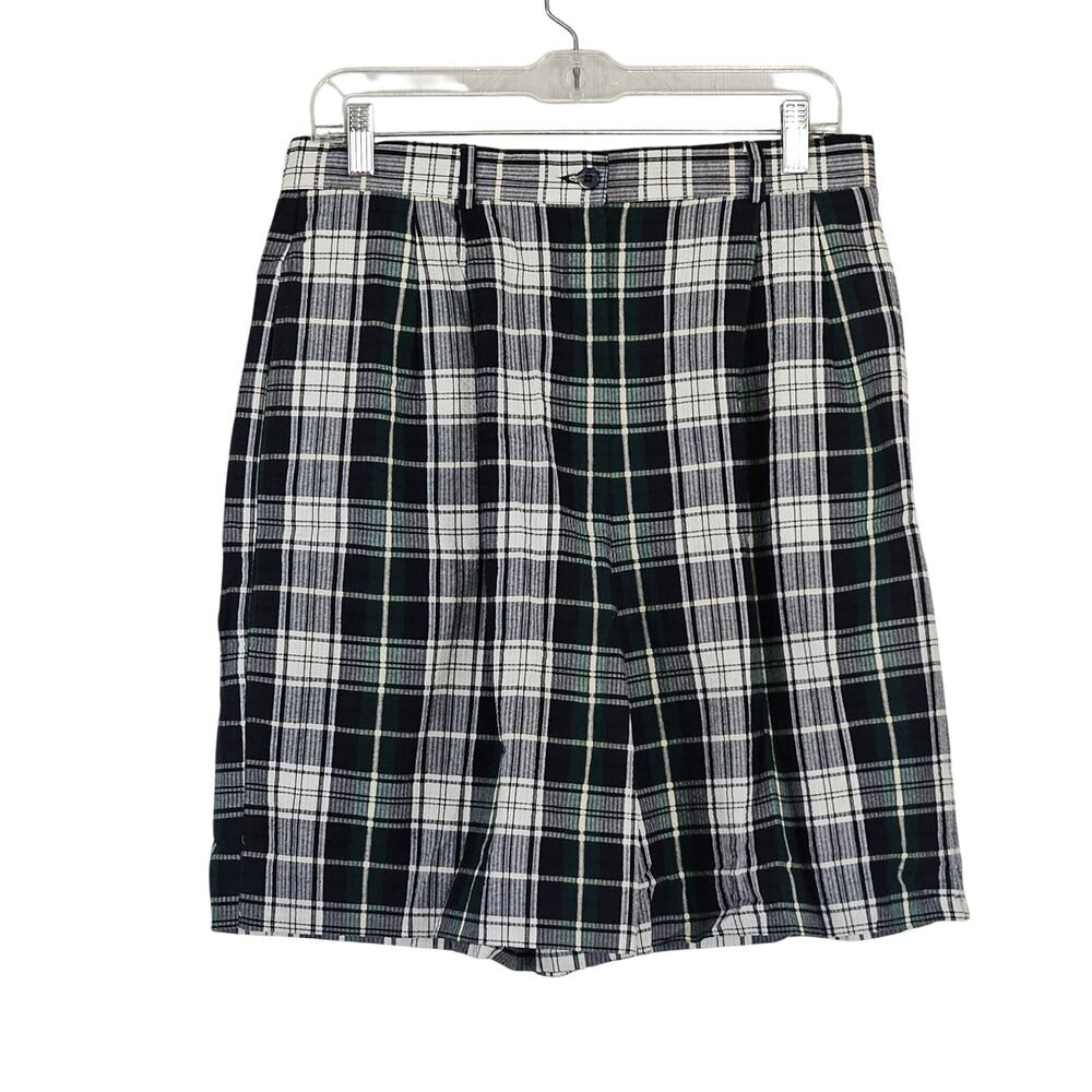 Talbots Vintage Seersucker Plaid Shorts High Waist Sz 14 NWT